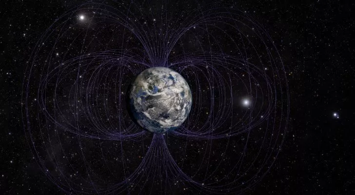 Магнитното поле, показано на Земята от космоса