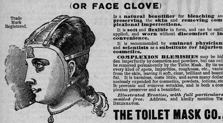 Маска за лице или ръкавица за лице, популярна през Викторианската епоха