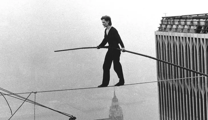 Philippe Petit пешеходна тел между кулите близнаци