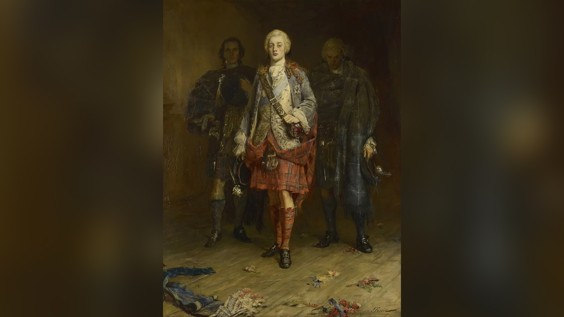 Тази картина от 19-ти век на Бони принц Чарли сега виси в двореца Холирудхаус в Единбург, официалната резиденция на британския монарх в Шотландия.