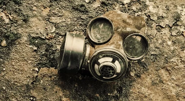 An old gas mask covered in dust