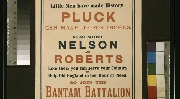 A flyer invites short men to join the Bantam Battalion