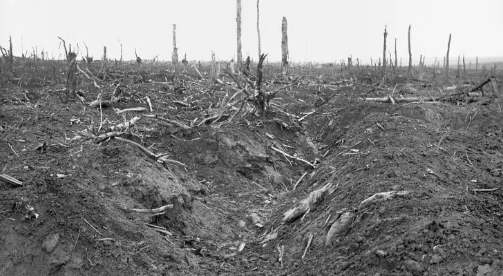 A war torn battlefield which later became one of France's red zones