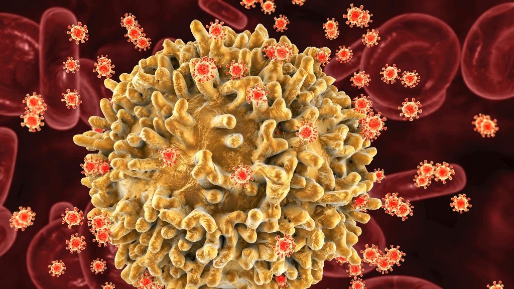 HIV вируси, атакуващи имунна клетка