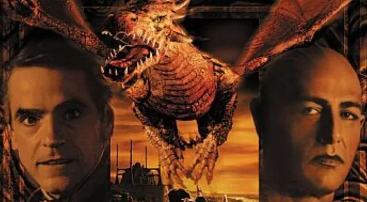 Филмов плакат за филма Dungeons & Dragons от 2000 г., изобразяващ главни герои и голям дракон