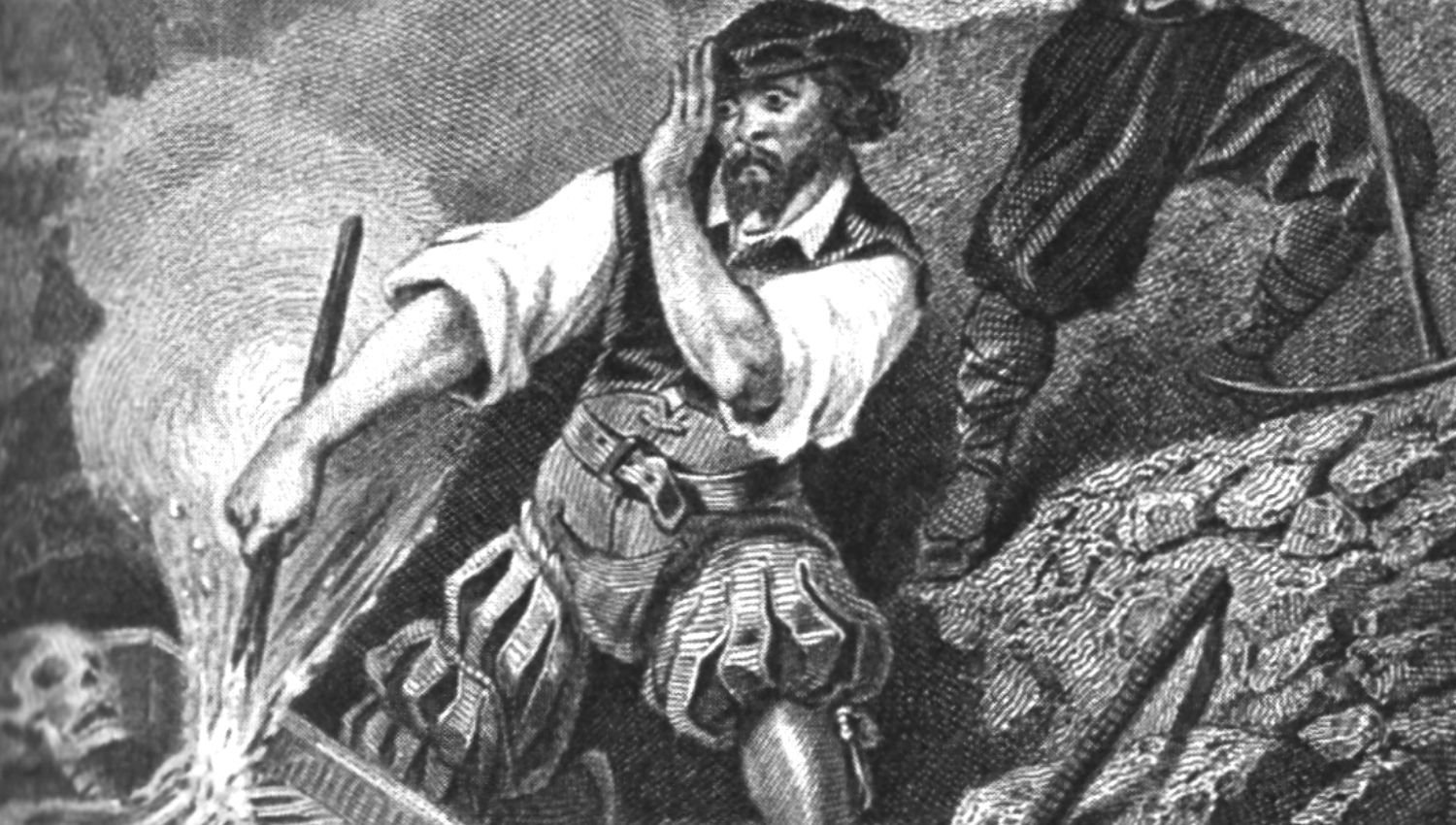 ловец на вампири, забиващ скелет в сърцето